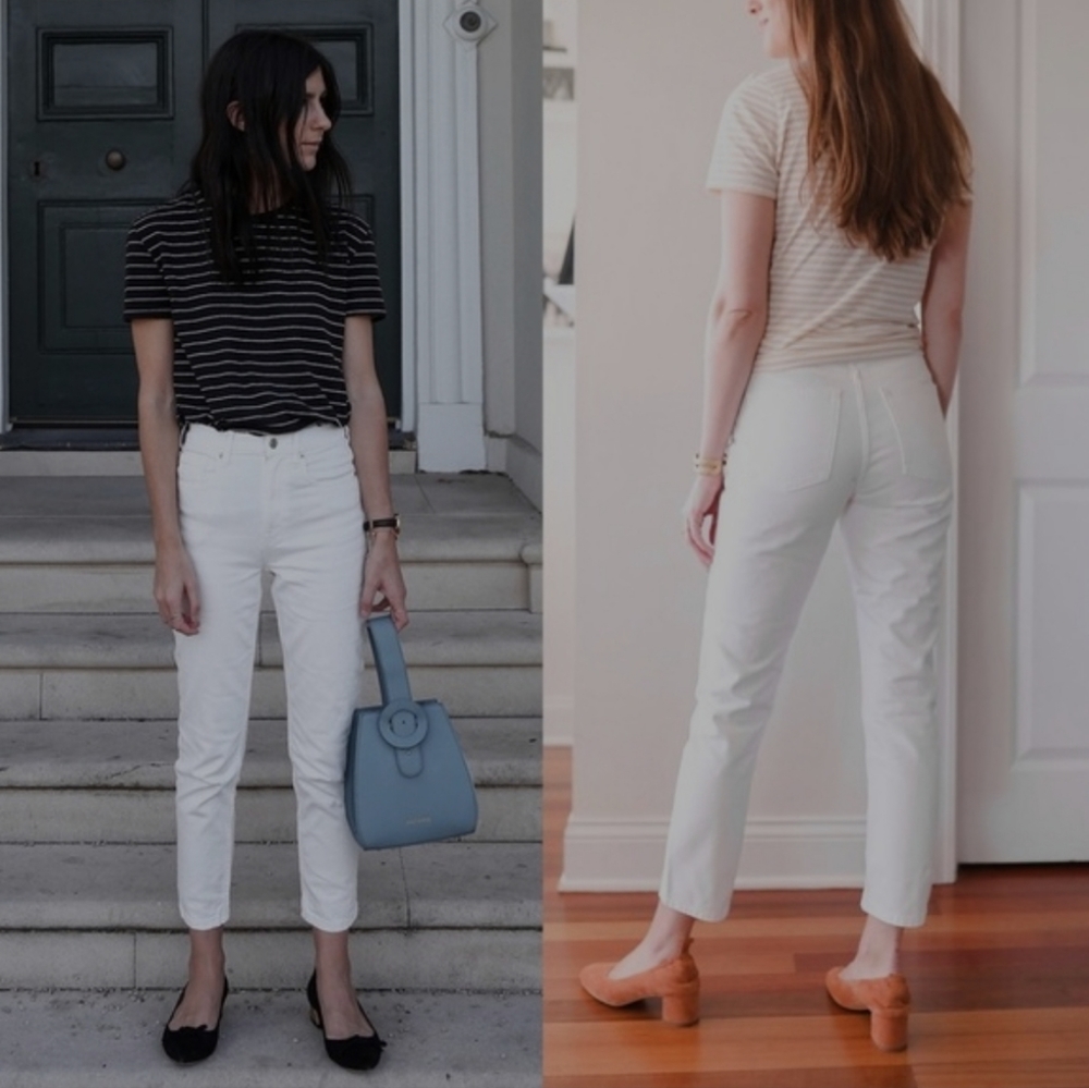 Everlane The Cheeky Straight Leg High Rise Crop‎ White Bone Jeans Size 29